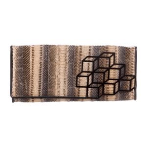 PIERRE HARDY Leather Trimmed Python Clutch